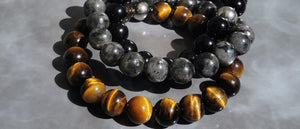 Bracelet en pierres naturelles pour hommes. Signification lithothérapie. Bracelets élastique de qualité avec perles de 10 mm.