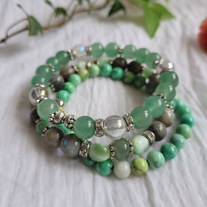 Bracelet en verre naturel et labradorite