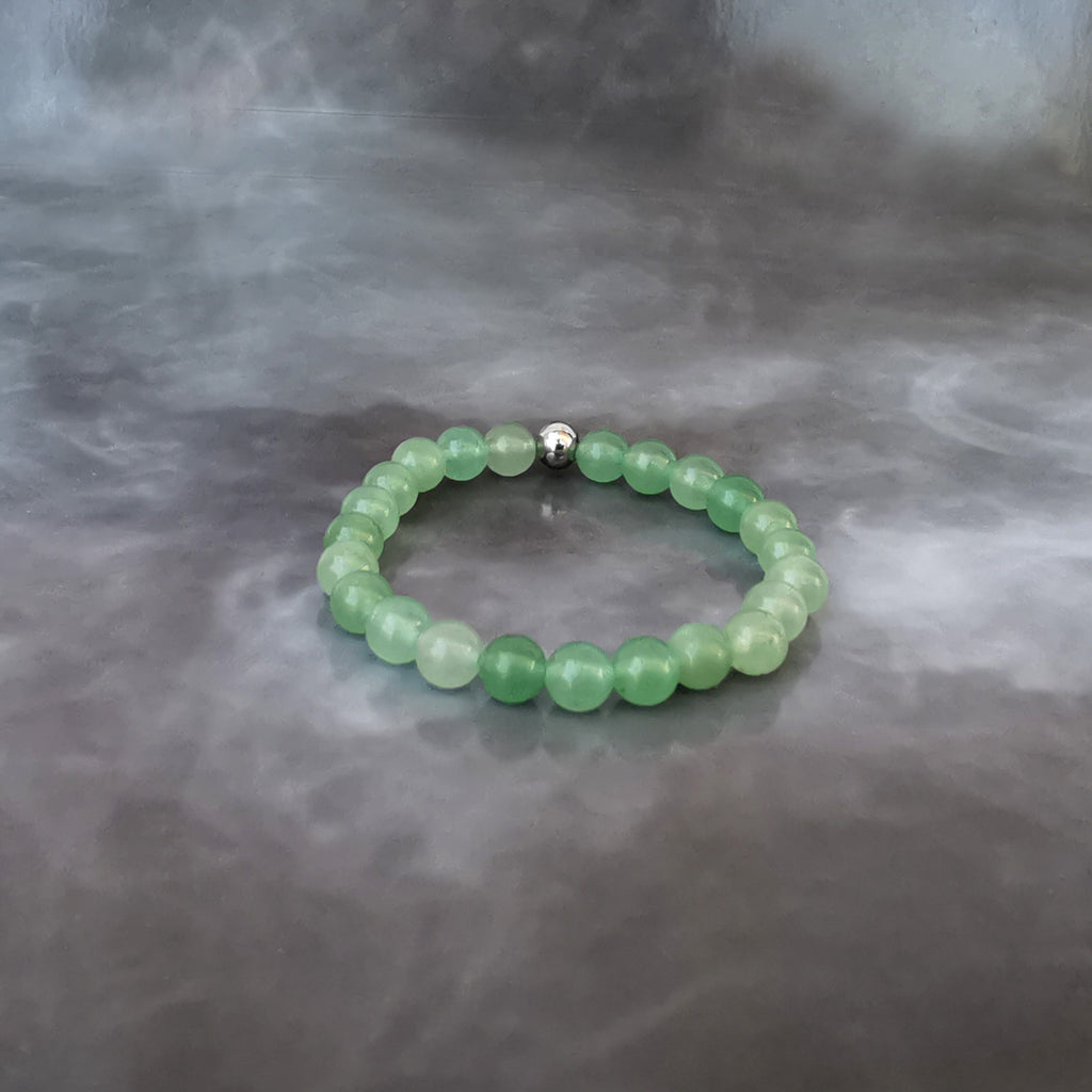 Bracelet élastique enfant en aventurine verte, pierre porte-bonheur.