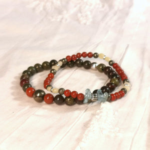 Bracelet fin jaspe rouge et argent