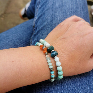 Bracelet pierres onyx vert, apatite