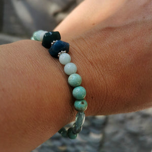 Bracelet pierres onyx vert, apatite