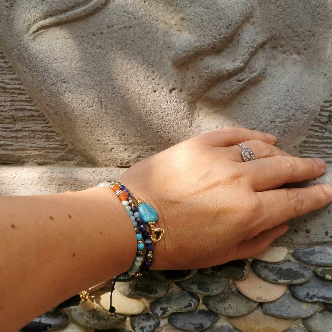 Bracelet fin amazonite et argent